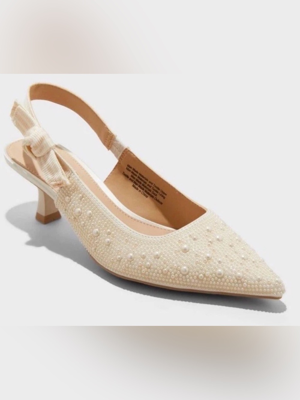 a new day Cream Pearl Embellished Slingback Heels